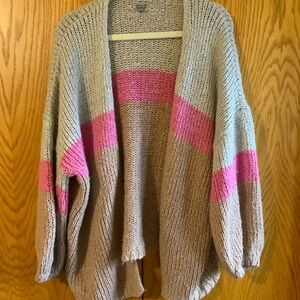 Aerie Pink and Tan Cardigan Sweater